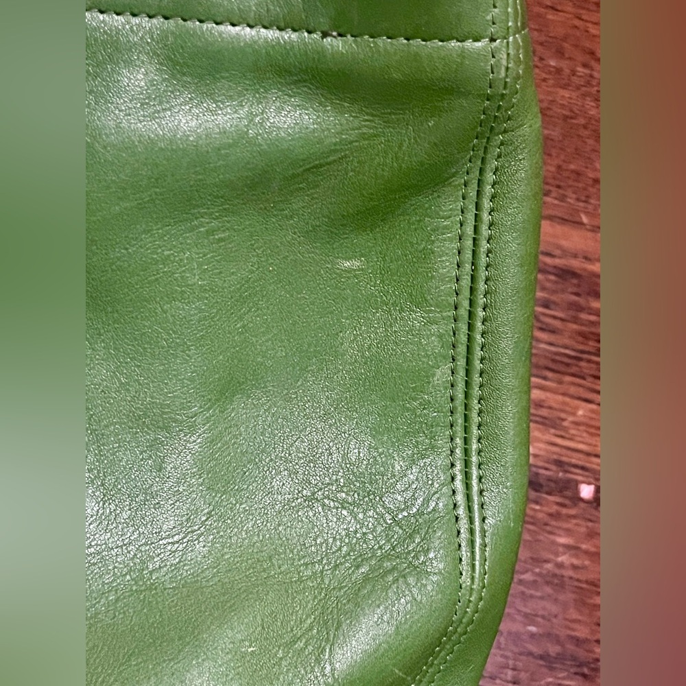 COACH Vintage Rare Eldridge Soho Leaf Green Leather Gold Buckle Shoulder Hobo - Picture 16 of 16